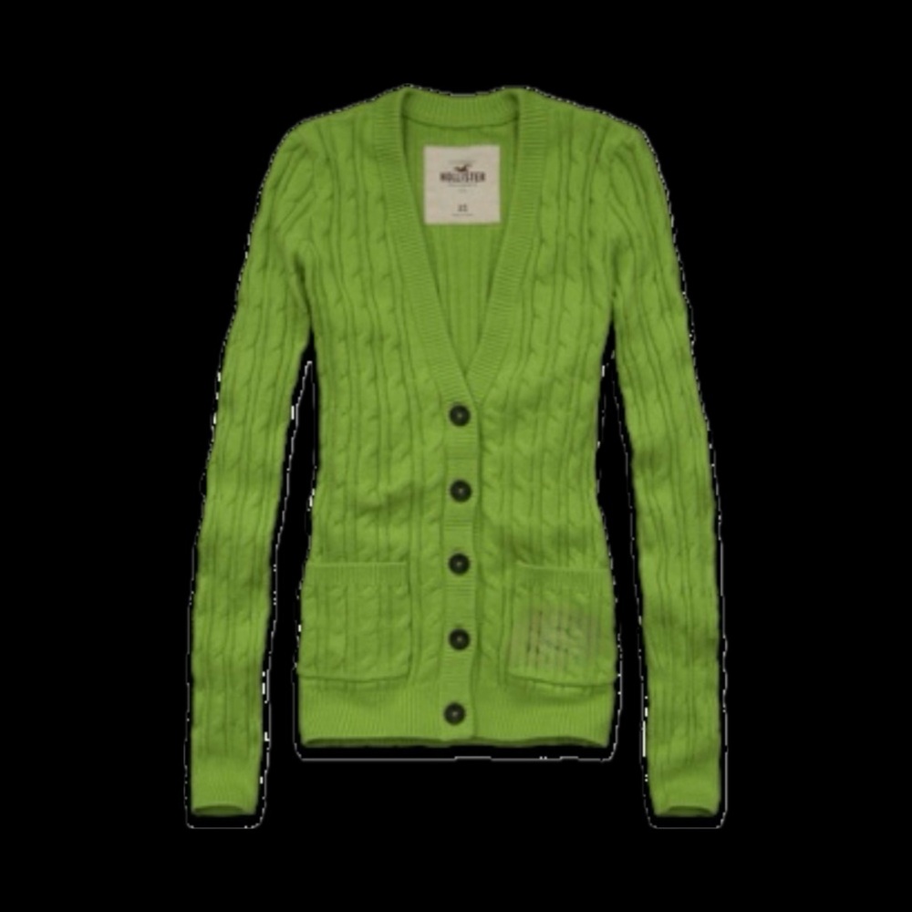 Hollister Vintage Y2K Green Cable Knit Button Up Cardigan S